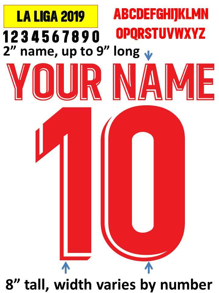 LA LIGA 2019 IRON ON heat press transfer numbers for soccer jersey gallery