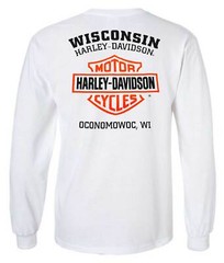 Harley-Davidson Men’s Long Sleeve Orange Bar & Shield White Shirt 30291964