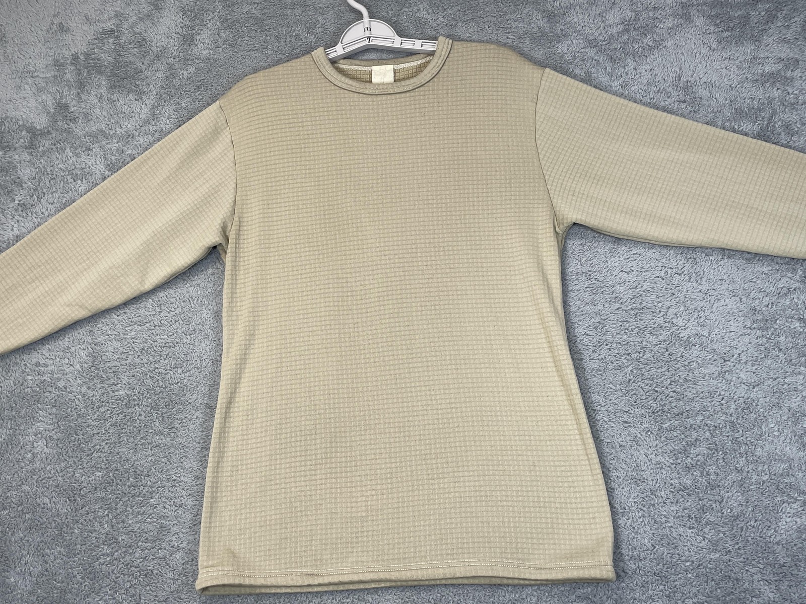 VTG Thermal Waffle Knit Shirt Mens Medium Tan Crewneck LS Base Layer Top 70s 80s gallery