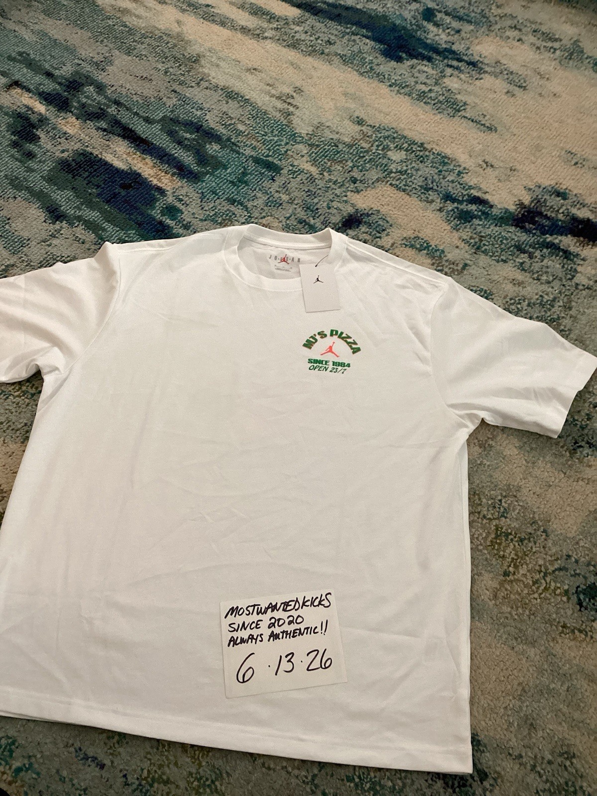 NWT Nike Air Jordan Graphic MJ’s Pizza 23 White T-Shirt Men’s Sz XL FREE SHIP gallery