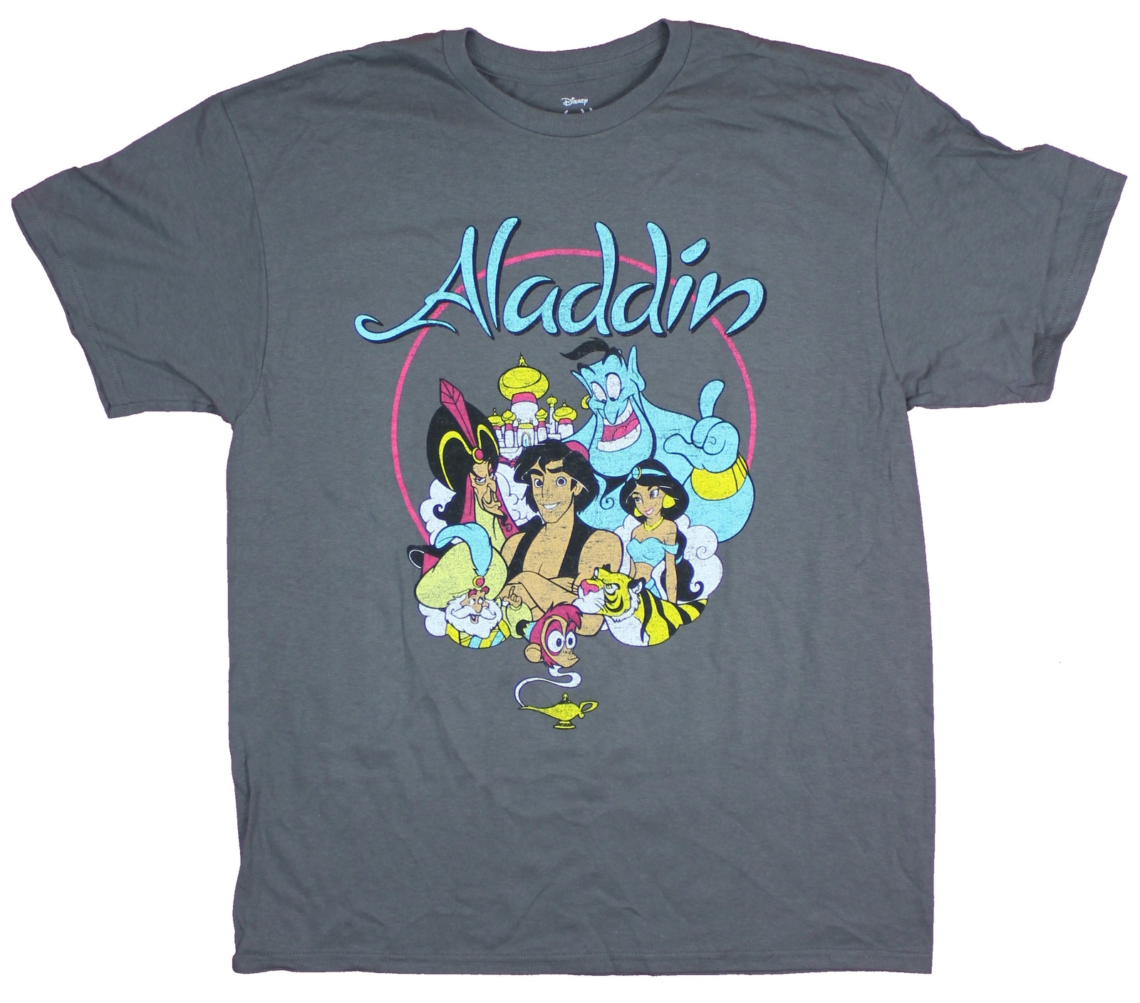Aladdin Mens T-Shirt - Distressed Classic Cartoon Circle Cast Image gallery