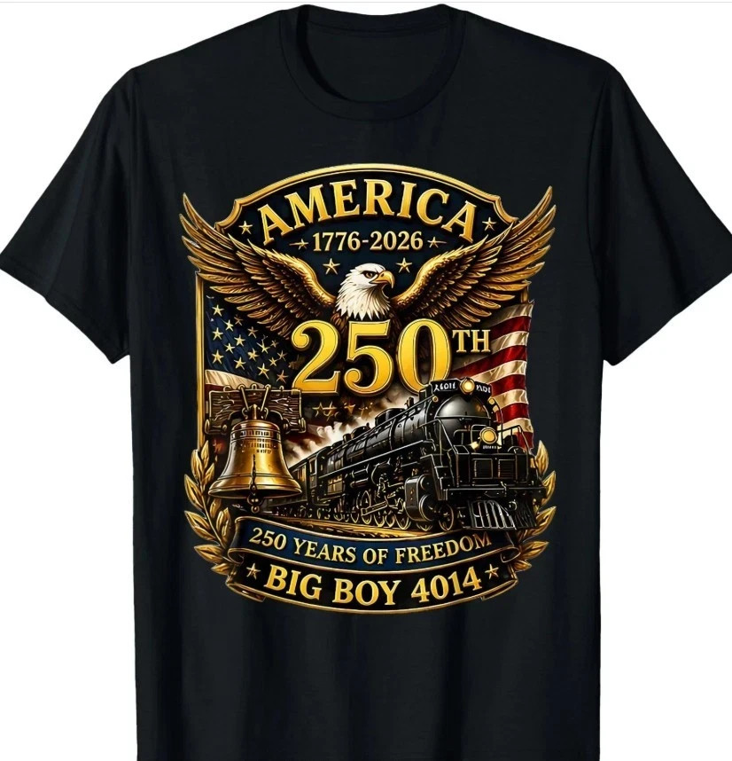 Big Boy 4014 Train USA 250th Anniversary Patriotic American Cotton Shirt HM1650 gallery