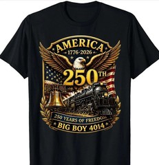 Big Boy 4014 Train USA 250th Anniversary Patriotic American Cotton Shirt HM1650
