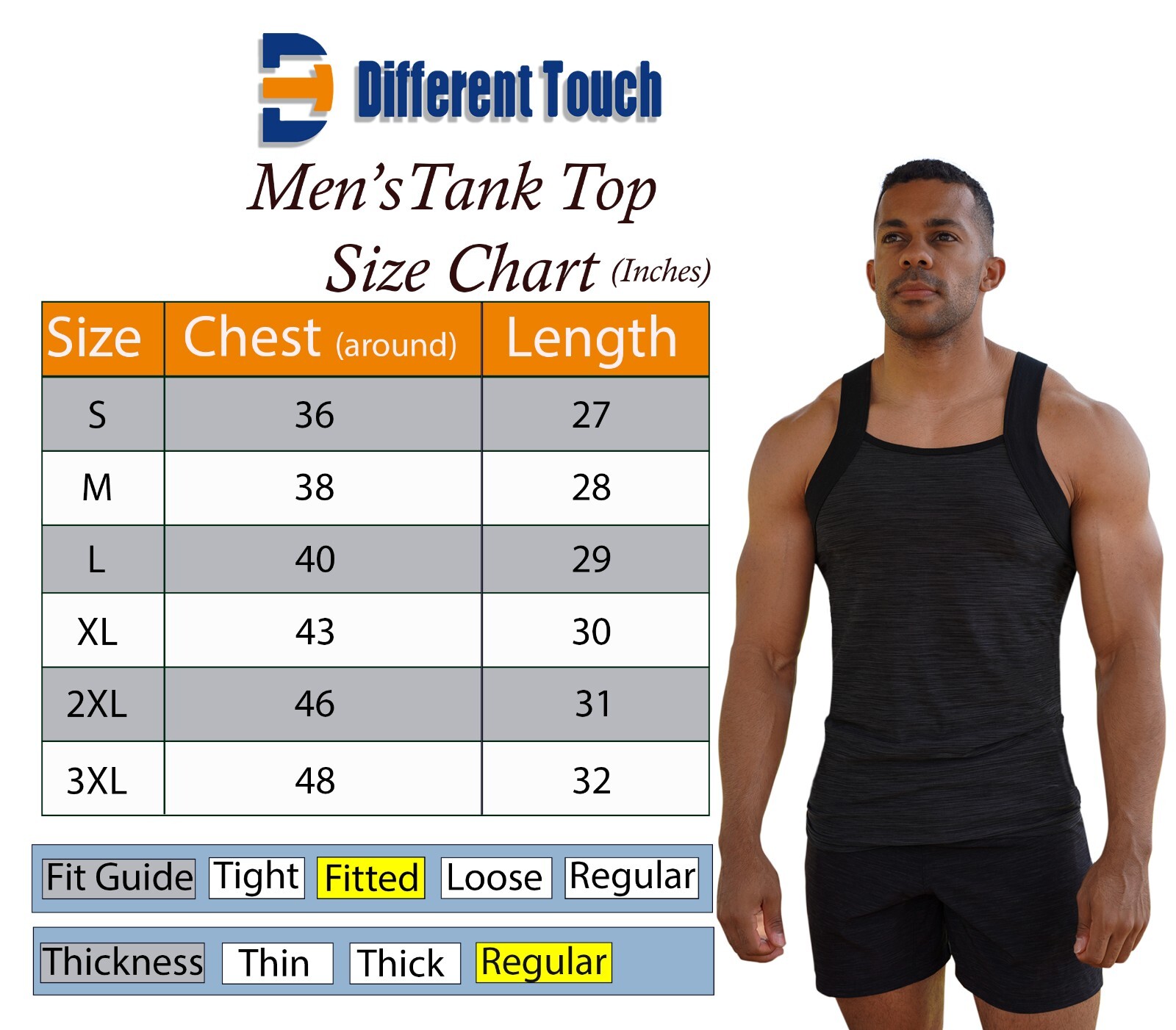 Different Touch Men's 3 Pack Dry Fit Square Cut G-unit Style Tank Top A-shirts gallery