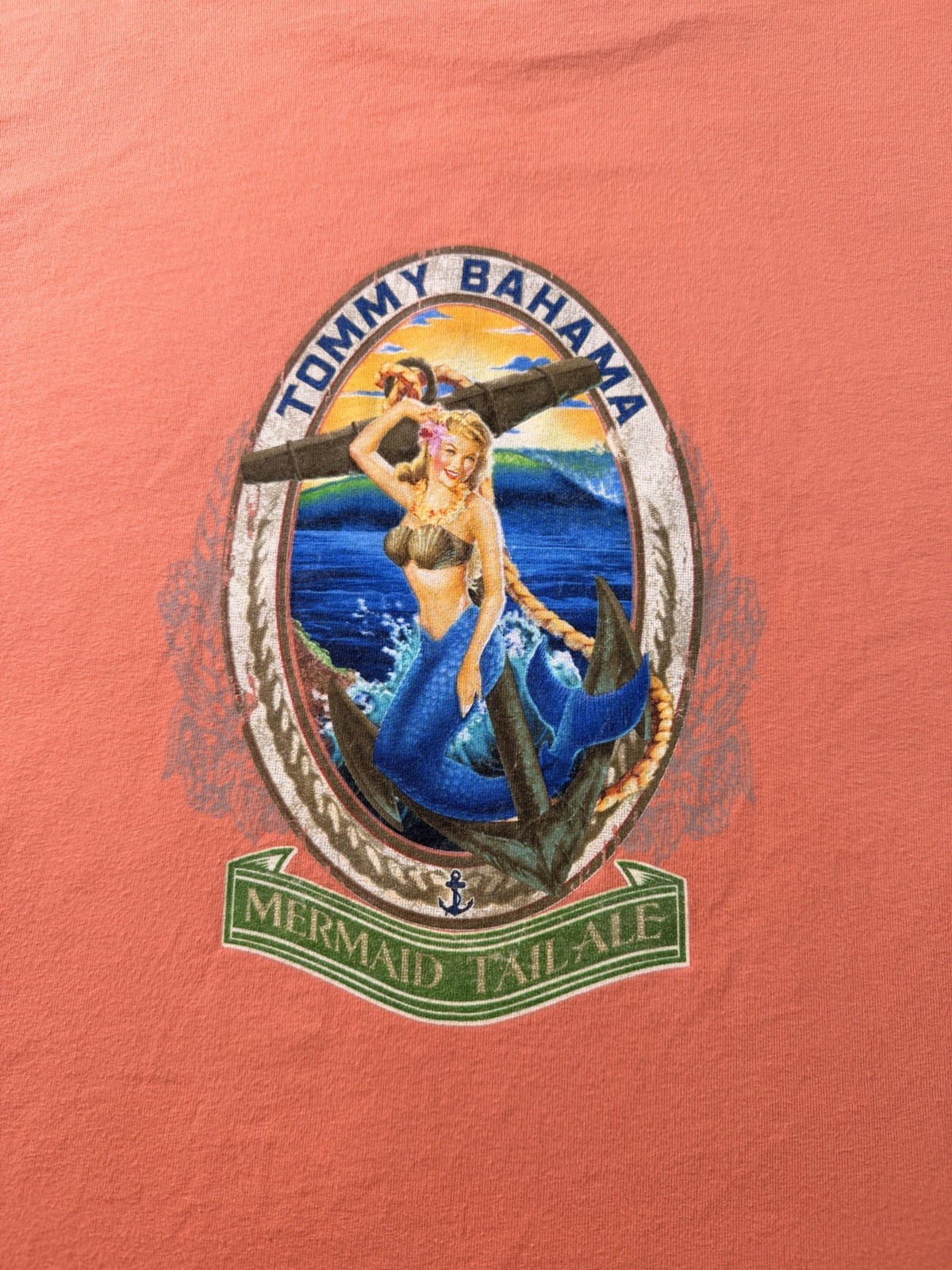 Tommy Bahama Mermaid Tail Ale Coral Graphic T Shirt Mens L Orange Beach Tee gallery