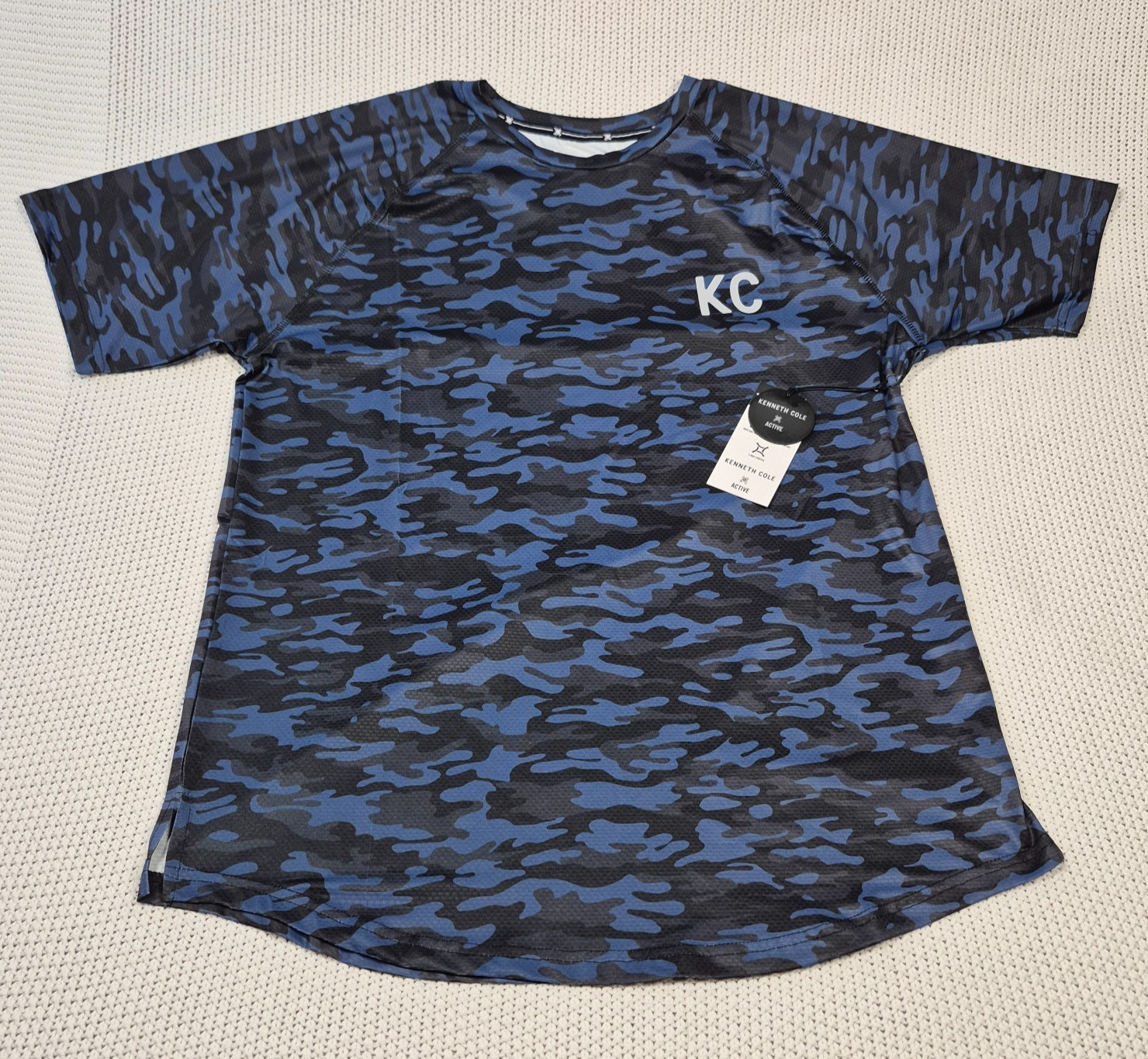 Kenneth Cole Men's Active Tech Shirt S/S Stretch Breathable Soft Navy Camo gallery