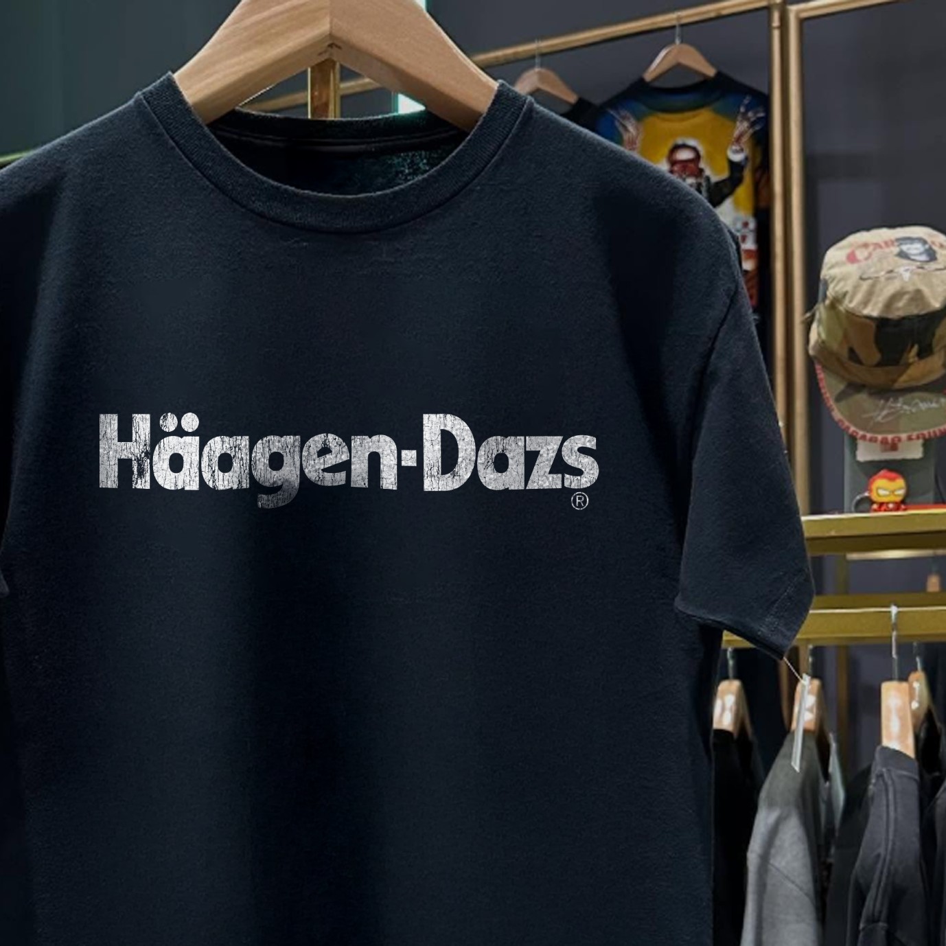 90s Haagen-Dazs Aged Black T-Shirt M gallery