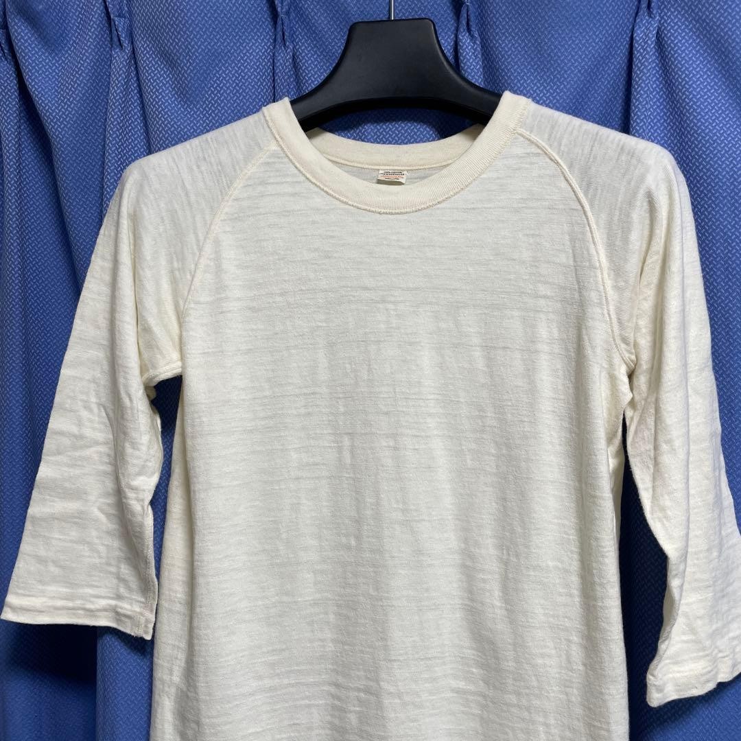 Raglan Sleeve 3/4 White Cut and Sew Slub Fabric Used Japan gallery