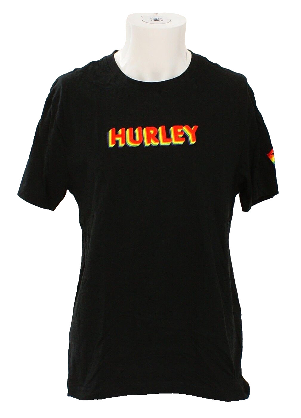 Hurley Men’s S Black Embroidered Short Sleeve Signature Tee T Shirt Pride Pack