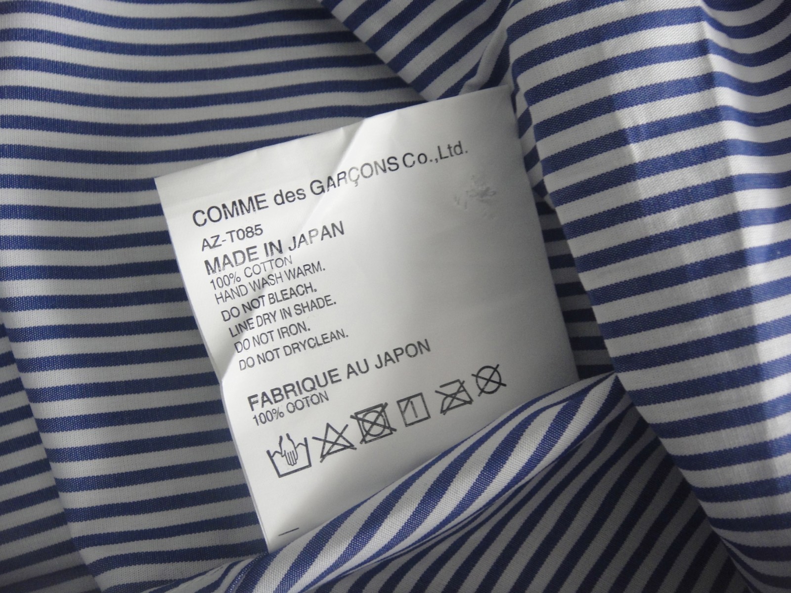 COMME des GARCONS Play Men's Short Sleeve Shirt Blue Color RED Heart Size L ,NWT gallery