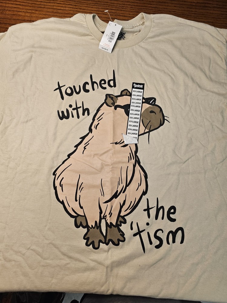 Spencers Capybara Graphic Print Crew Neck Short Sleeve Tee Mens Beige 2XL