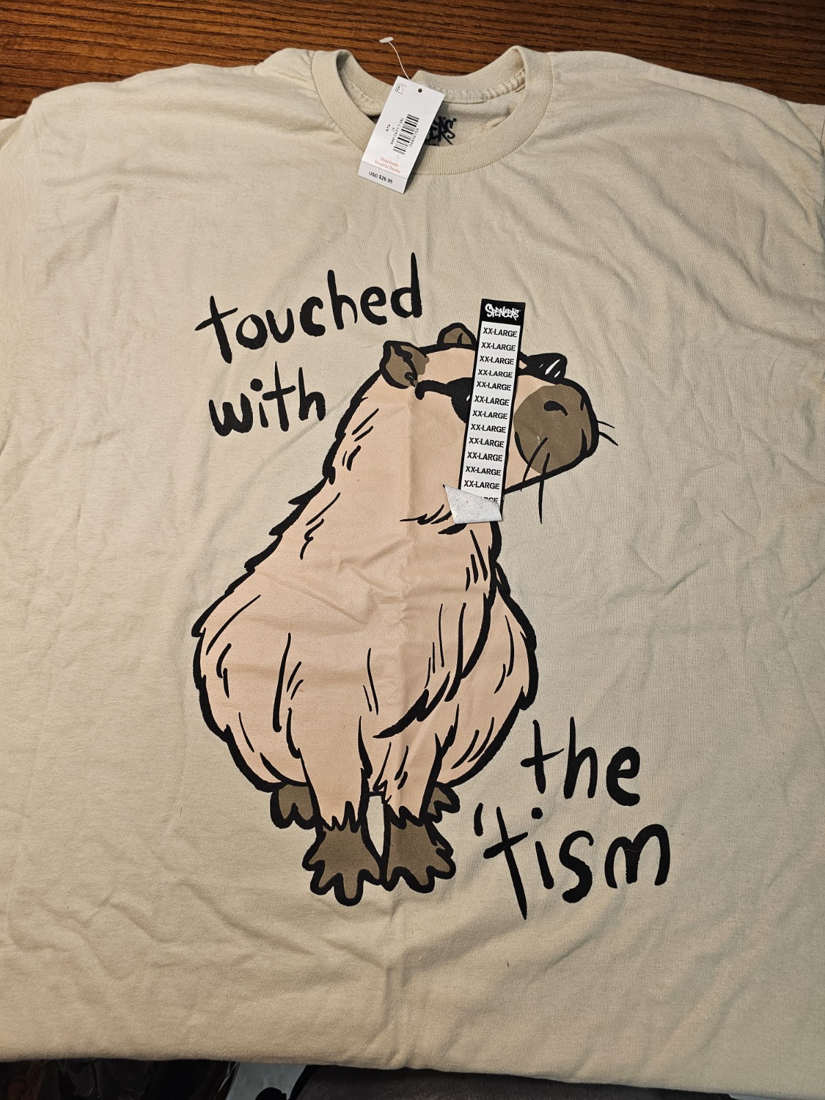 Spencers Capybara Graphic Print Crew Neck Short Sleeve Tee Mens Beige 2XL