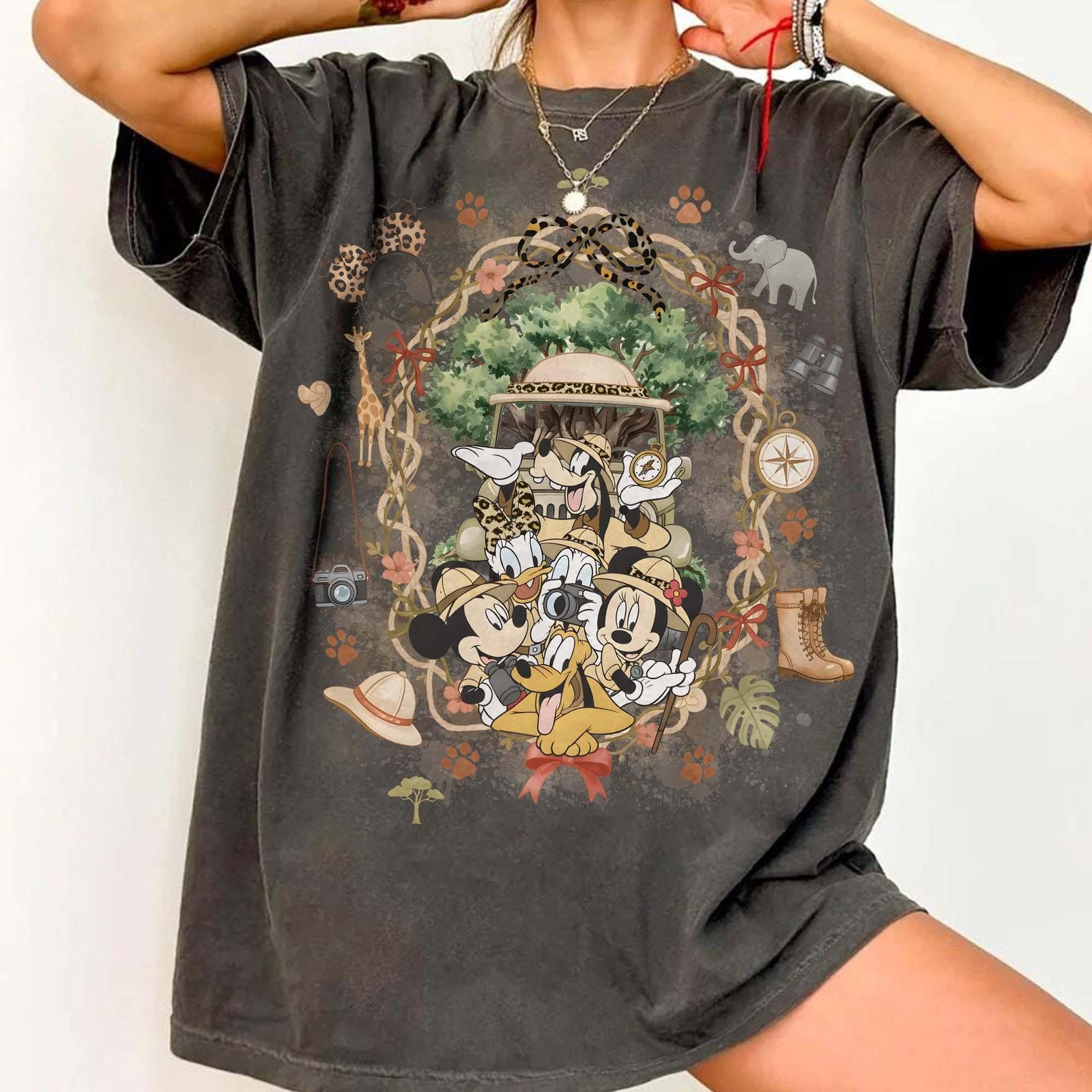 Coquette Bow Mickey Friends Animal Kingdom Shirt Retro Disney Safari Mode Tee