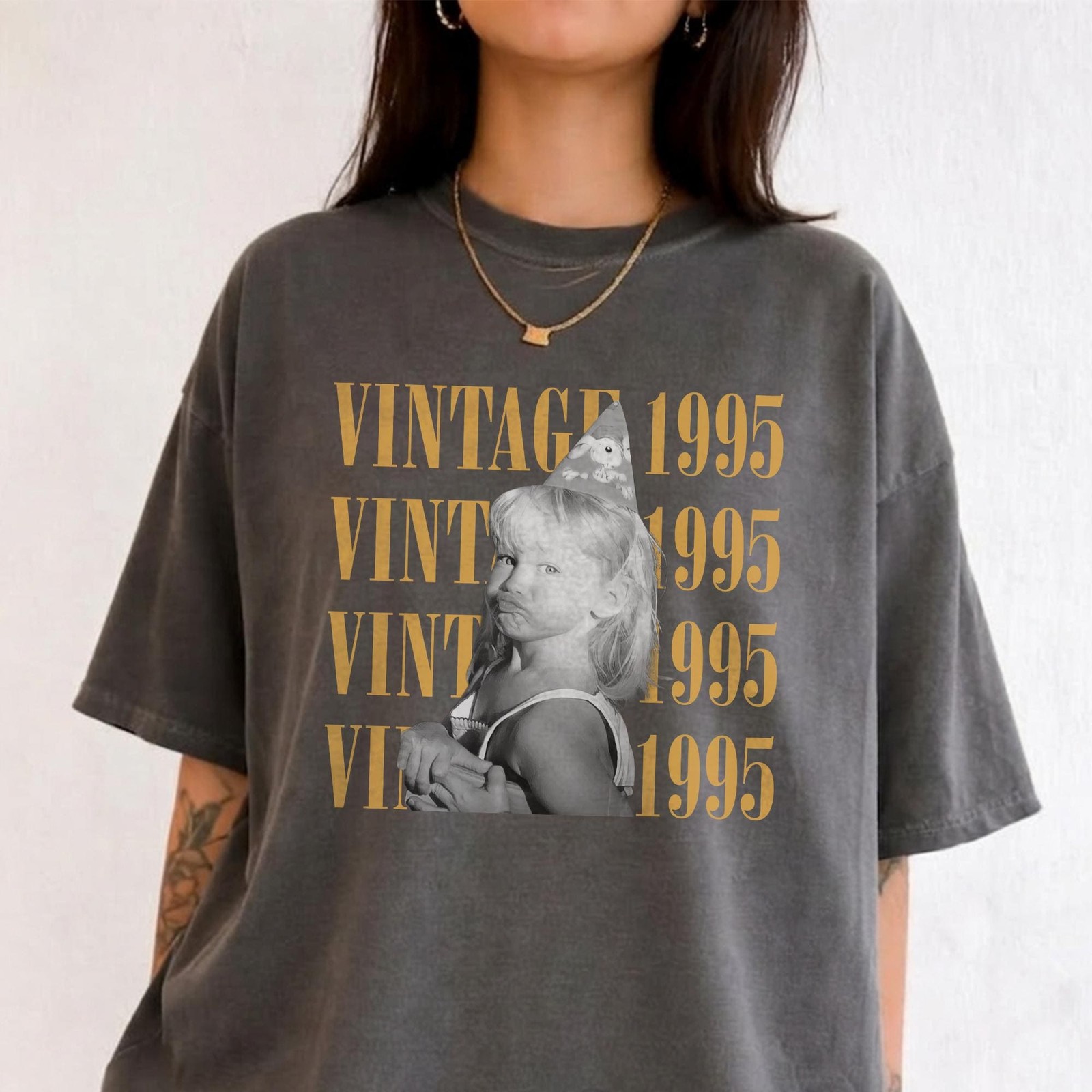 Custom Vintage Photo Year Shirt Personalized Birthday Party 90s T-Shirt gallery