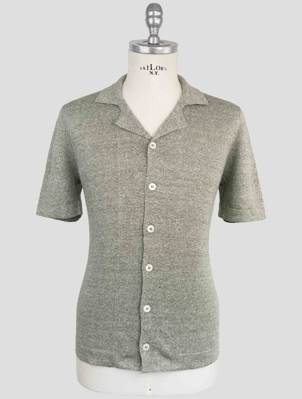 NEW GRAN SASSO GREEN LINEN COTTON SHORT SLEEVE SHIRT US 46 - EU 56 G4S17 gallery