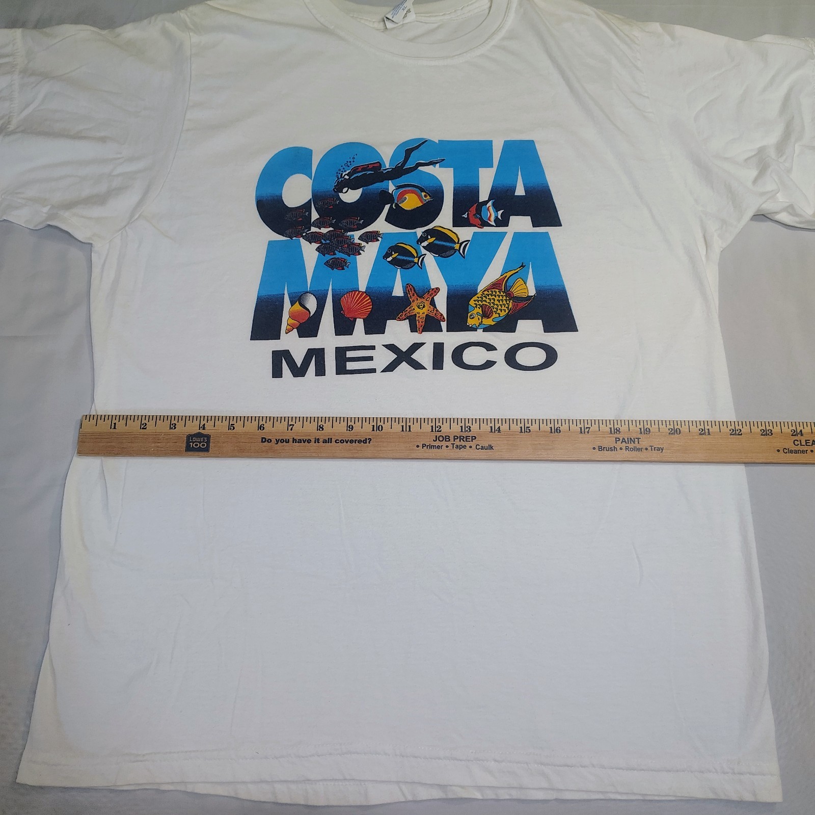 Costa Maya Mexico Shirt White Colorful Graphic Sz XL Sea Life Scuba Diver Fish gallery