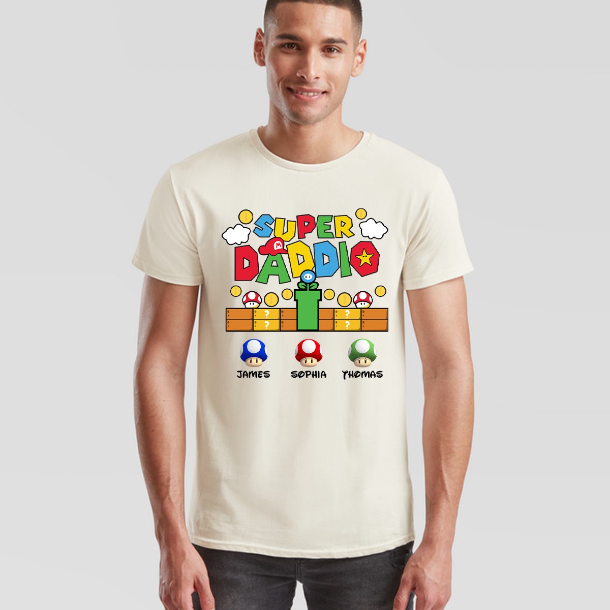 Personalised Super Daddio Mens T Shirt Gaming Fathers Day Mens Graphic Tee gallery