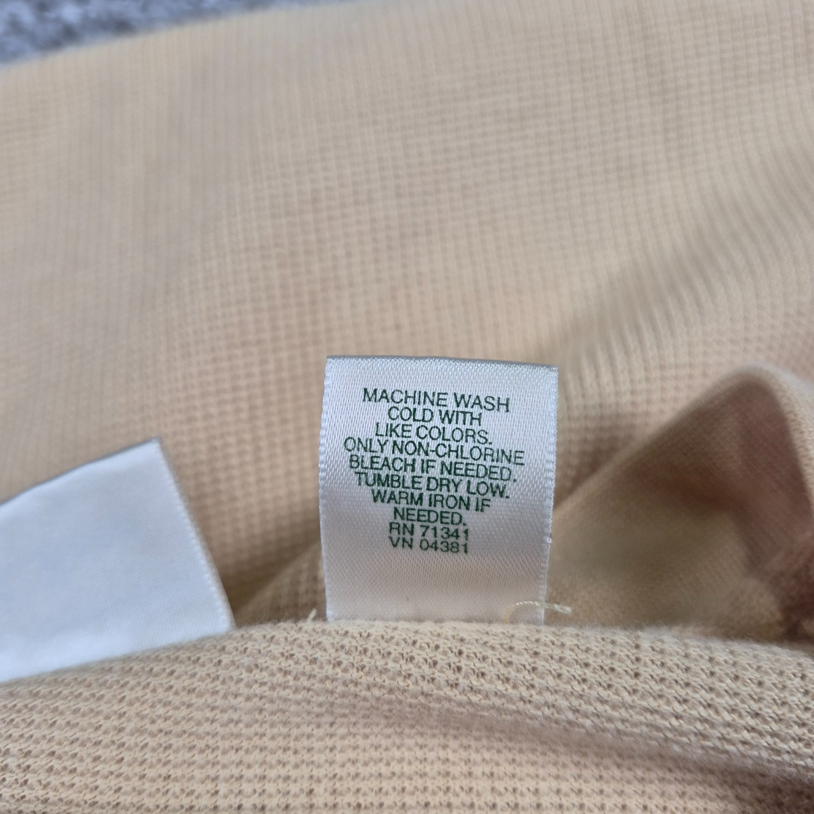 Vintage 90s LL Bean Henley Shirt Mens XL Tan Textured Cotton Knit Heritage gallery