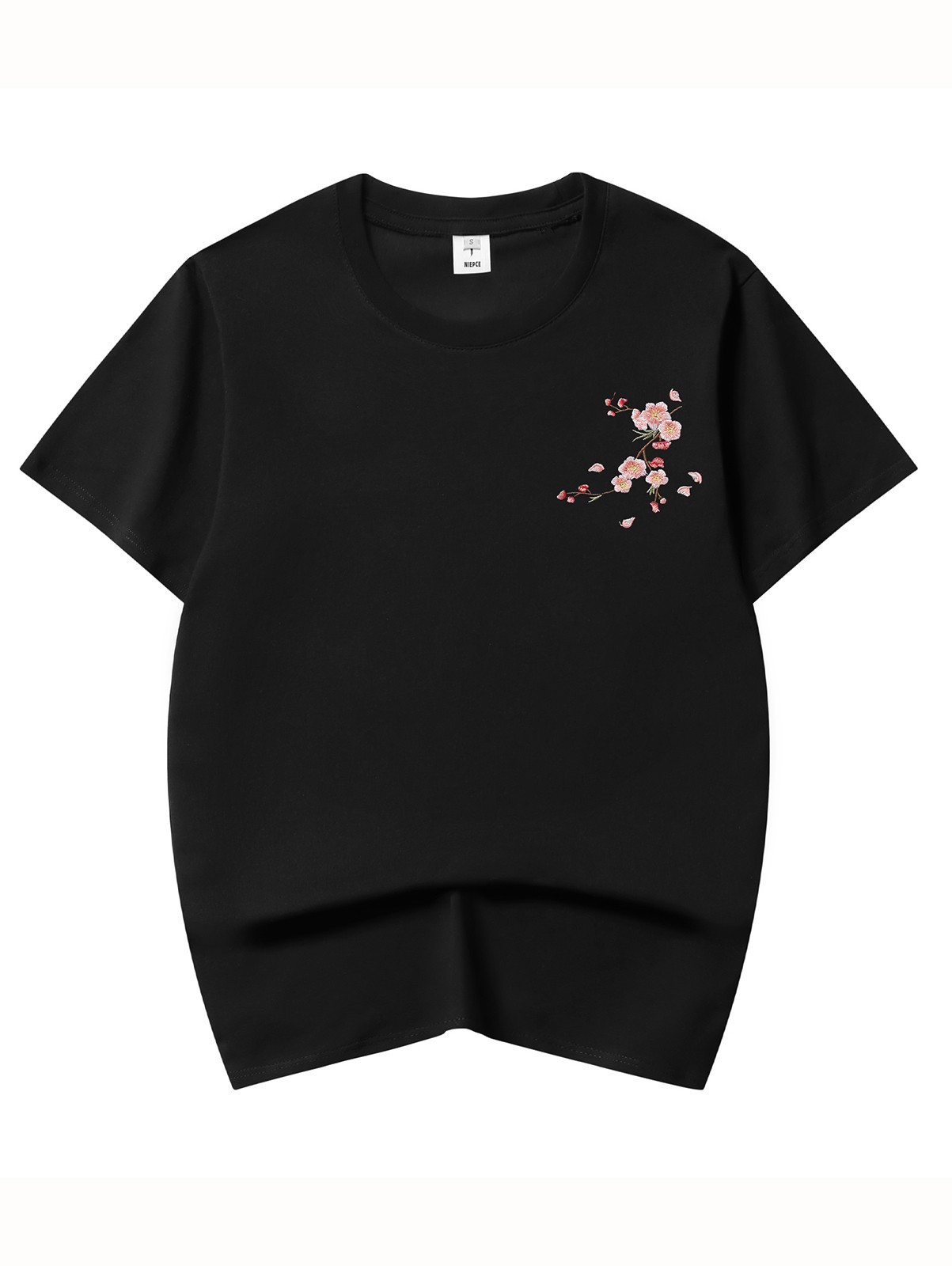 Niepce Men's Sakura Flowers Embroidery Tee Japanese Streetwear T-Shirt gallery
