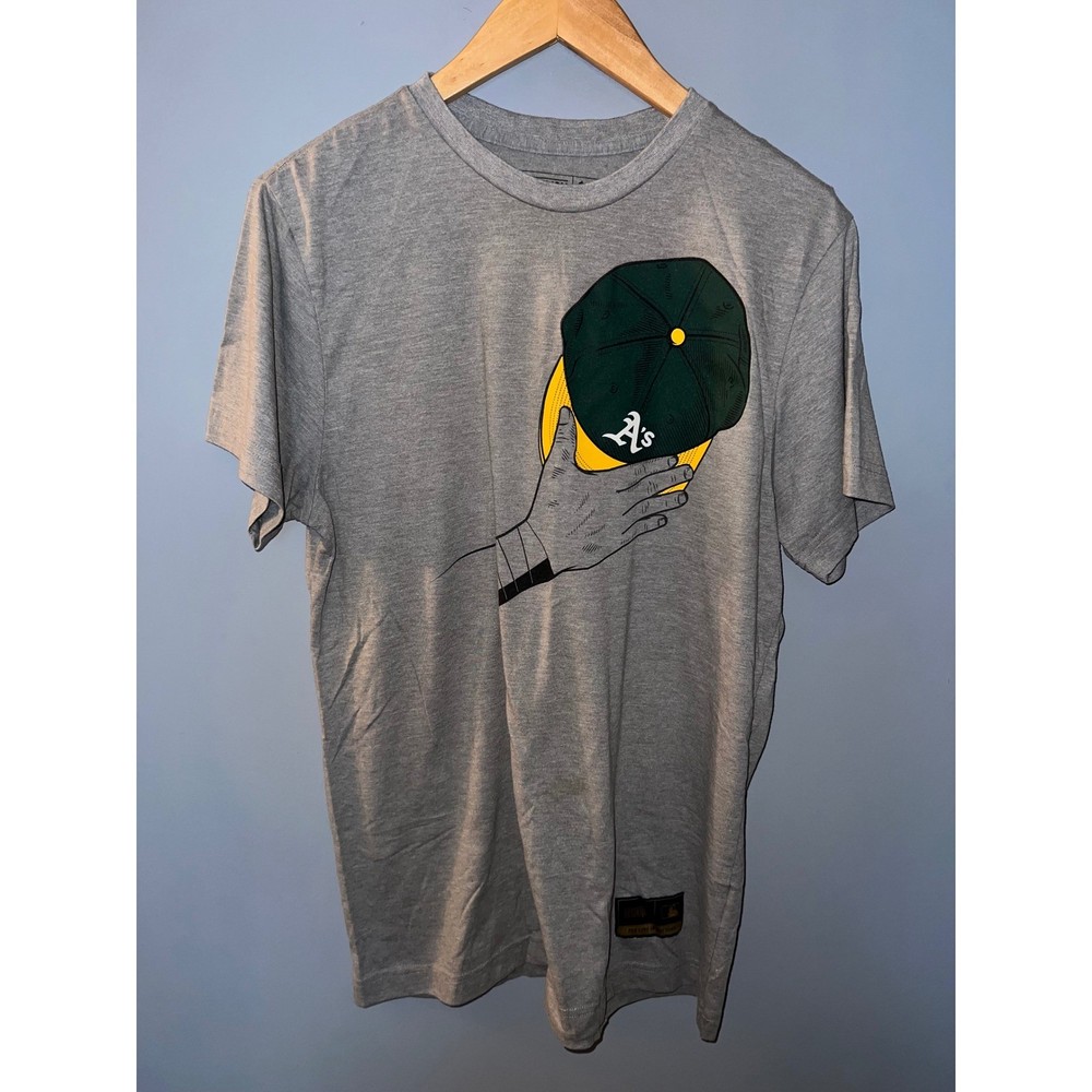 Baseballism Oakland Athletics As Hat Tip Graphic T-Shirt Gray Mens Large MLB
