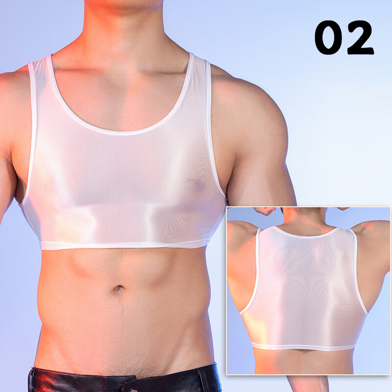 Lingerie Half Tank Top Glossy Vest Workout Sports Bras Sleeveless Undershirt gallery