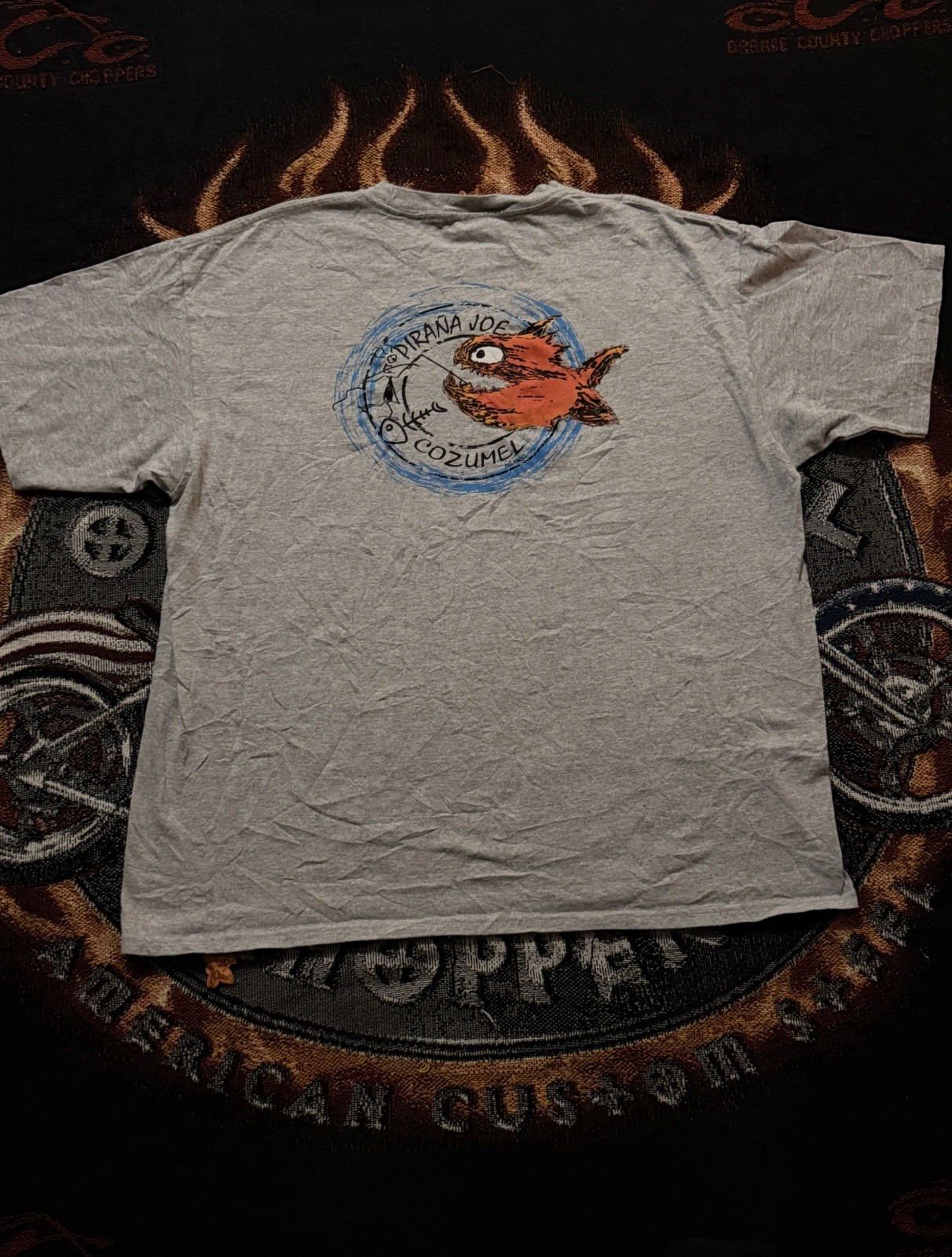 PIRANA JOE Cozumel Fish Graphic T-Shirt Gray Men's XL Short Sleeve gallery