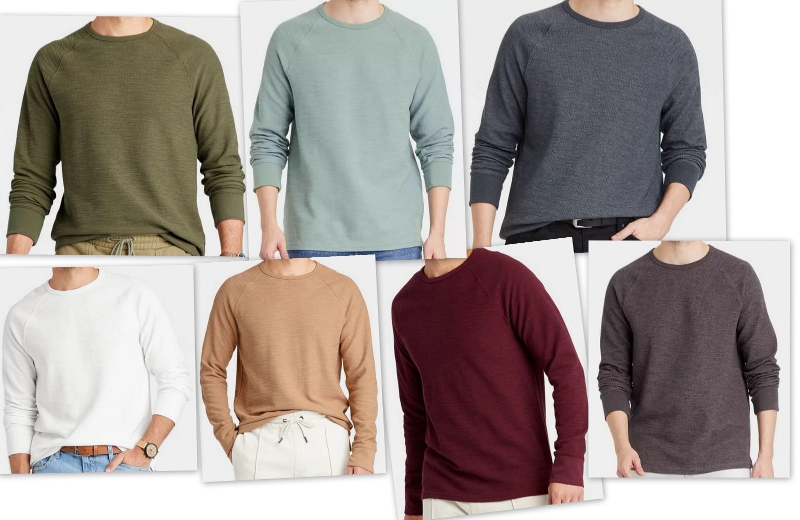 Men's Long Sleeve TEXTURED PULLOVER Shirts Crewneck Goodfellow gallery