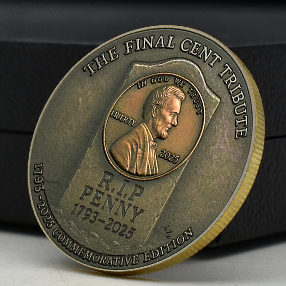 Final Penny Tribute Coin 1793-2025 RIP Penny Lincoln Last Cent Gold Plated Medal