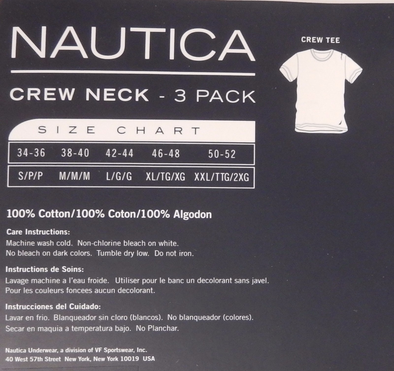 3 GENUINE NAUTICA MENS COTTON WHITE CREW-NECK S M L XL XXL T-SHIRTS UNDERSHIRTS gallery