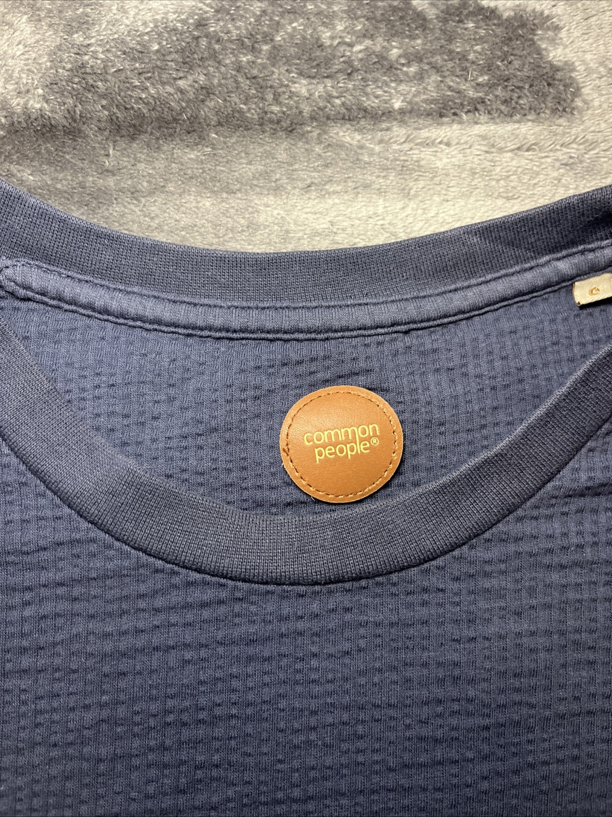 Common P eople Men's Navy Waffle Knit Pocket T-Shirt gallery