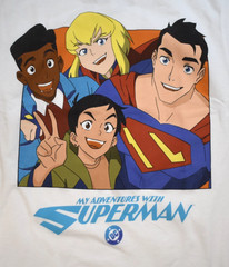 DC Comics My Adventures With Superman Mens Group Photo White Shirt New XS-3XL