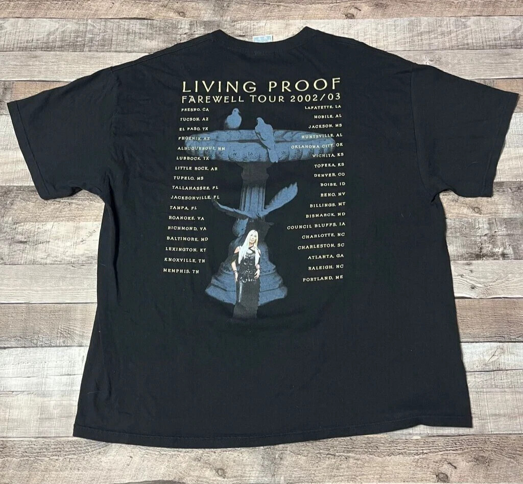 Cher Shirt Adult 2XL Black Living Proof Farewell Music Tour Merchandise 2000's gallery
