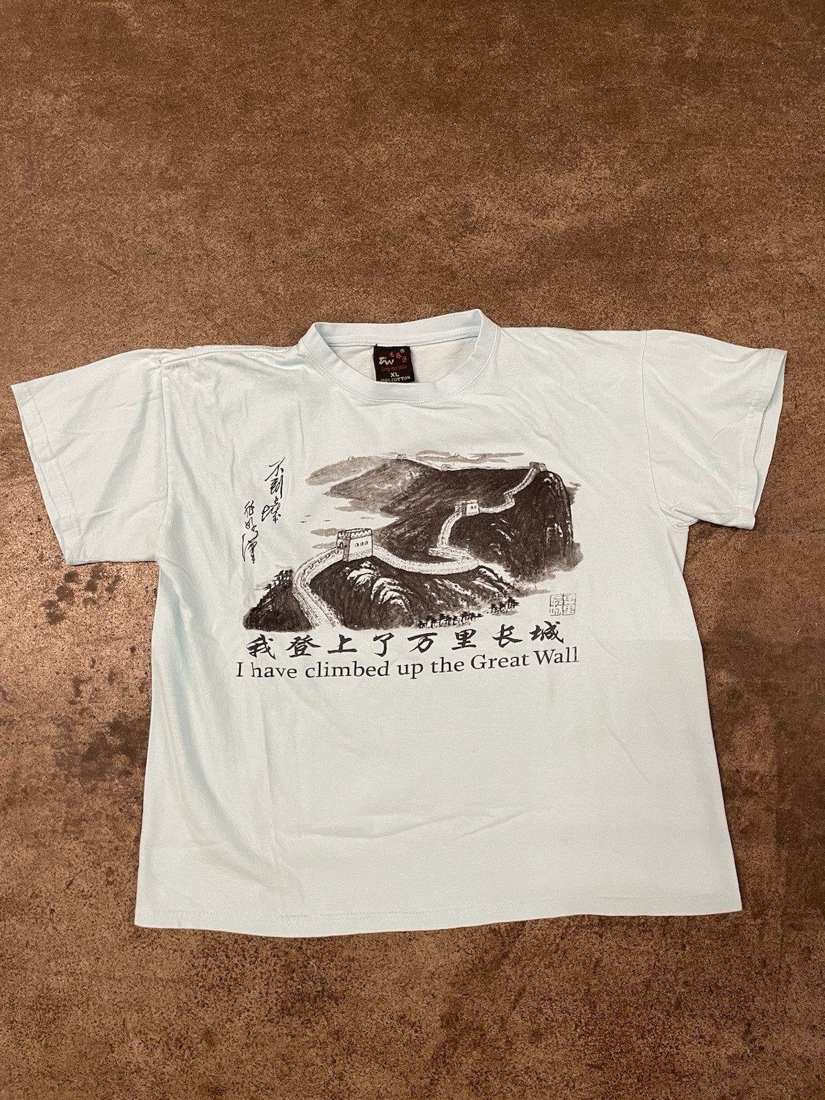 Vintage Climbed The Great Wall Faded Shirt XL China Surf Skate Grunge Baby Blue gallery