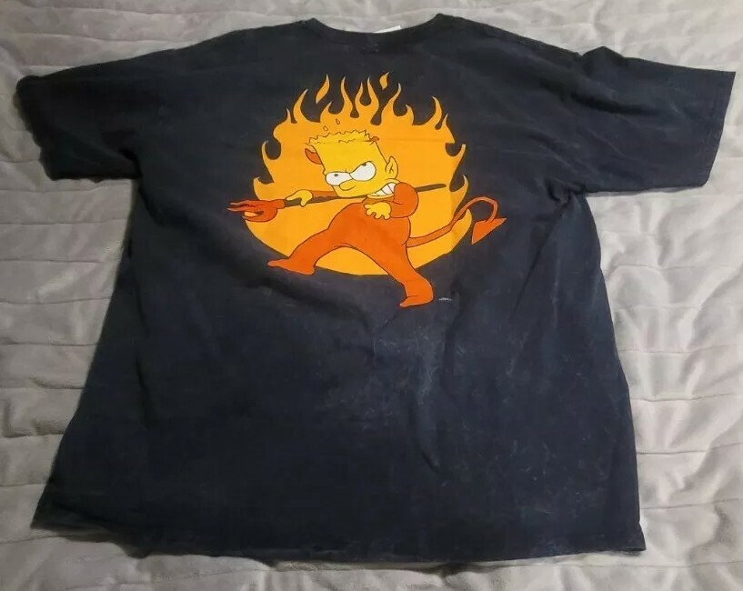Men's The Simpsons Devilish Bart Simpson Size L Black T-Shirt 100% Cotton NWT gallery