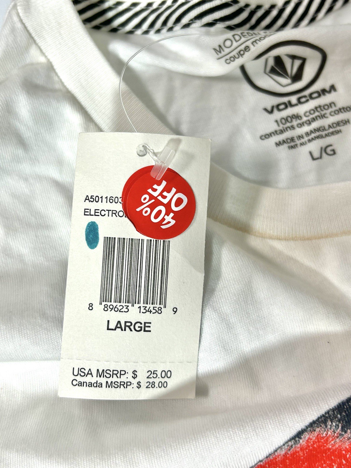 (See Pics) L Volcom Electrode Circle Logo White Red Blue Surf Shirt gallery