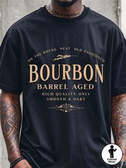 1pc Men’S 100% Quick-Dry Bourbon Graphic T-Shirt – Breathable Crew Neck Short
