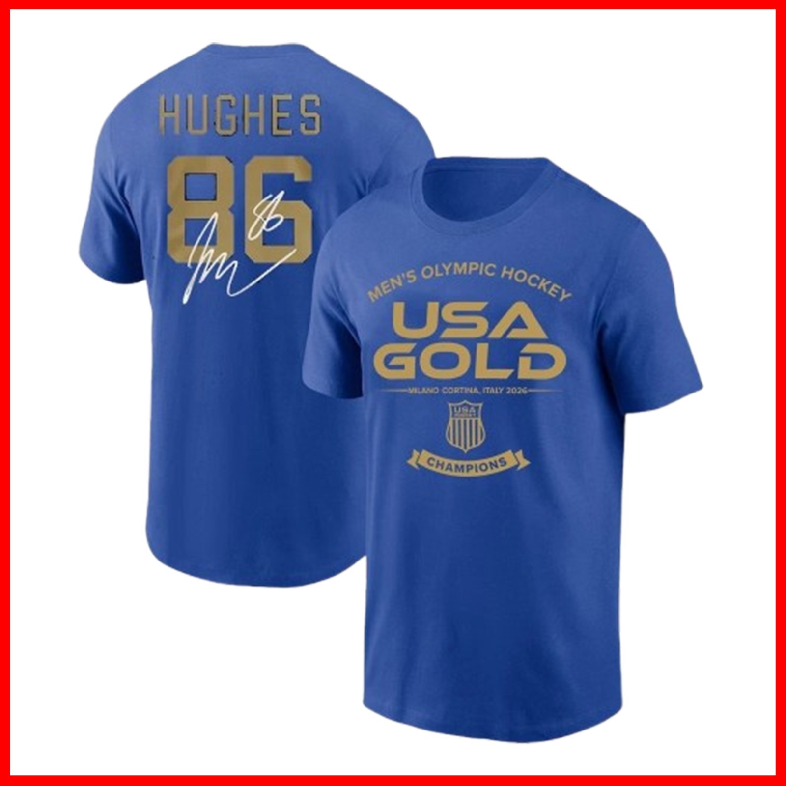 Jack Hughes #86 USA Hockey Team 2026 Winter Olympics Championship Name & Number gallery
