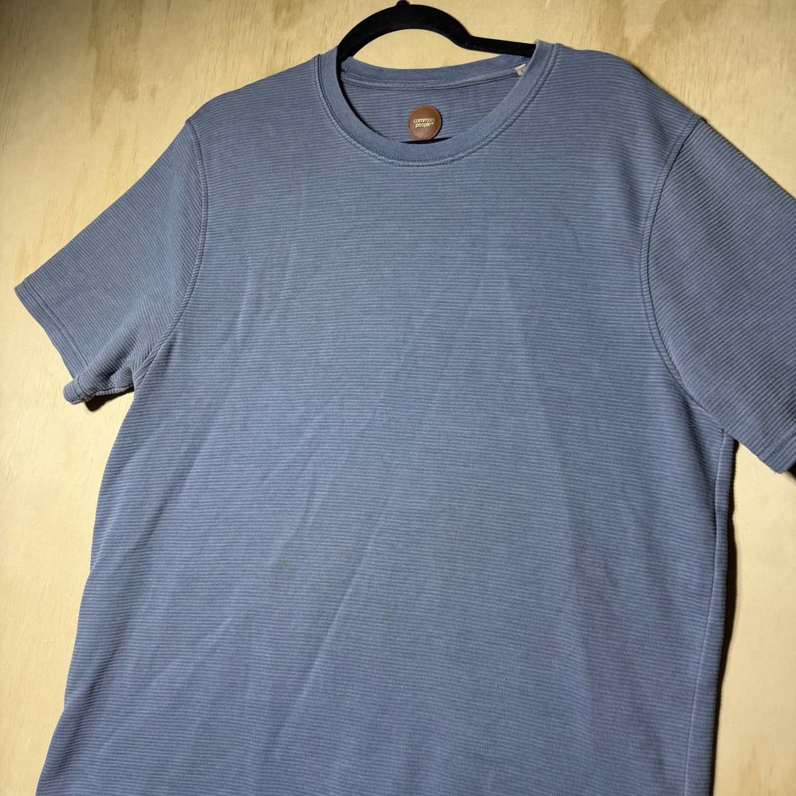 Common People Ribbed Knit T Shirt Large Blue Short Sleeve Casual Minimalist Tee gallery