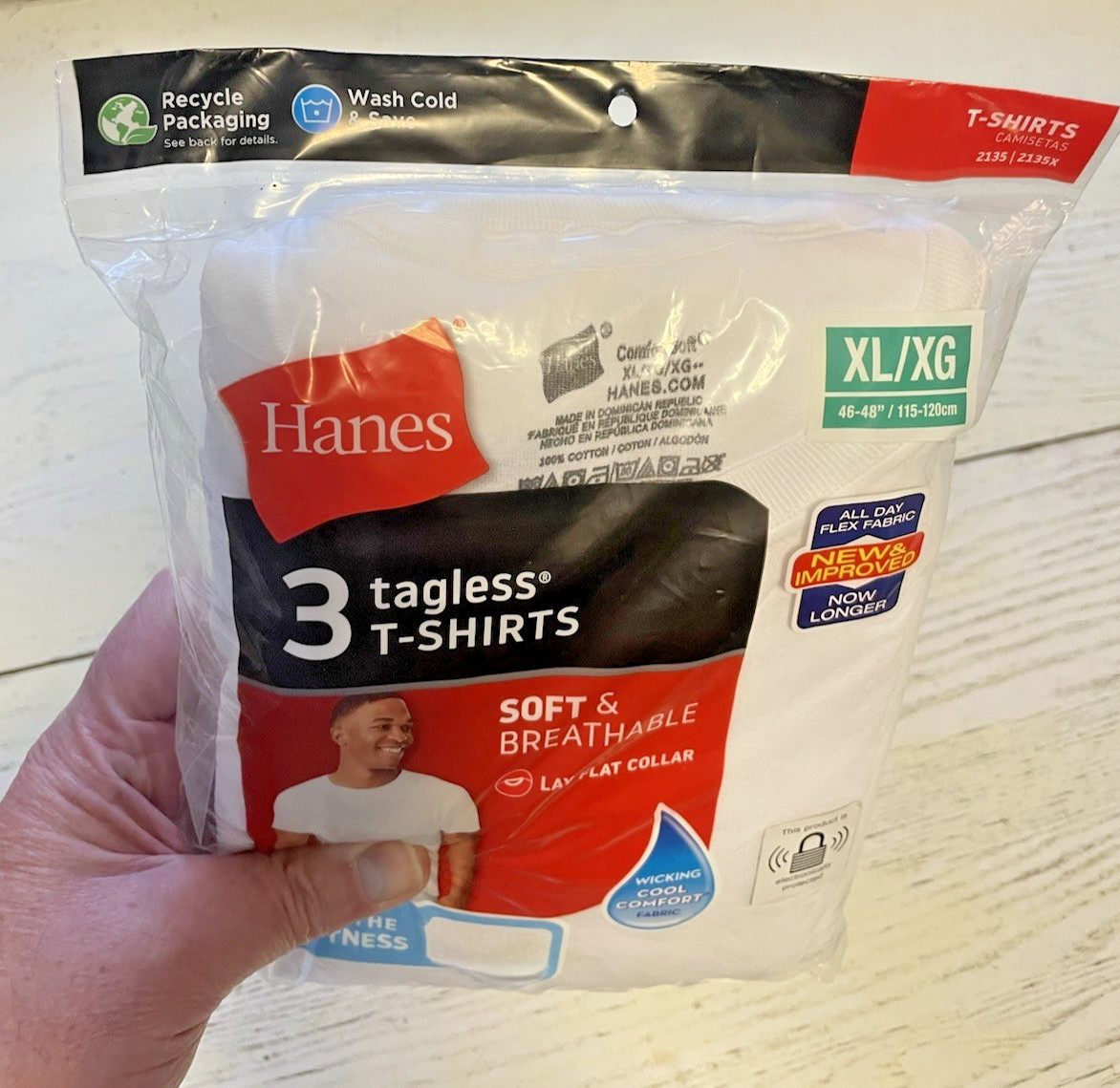 Hanes XL T-Shirts White Sealed Men 3 Tagless Soft Breathable gallery