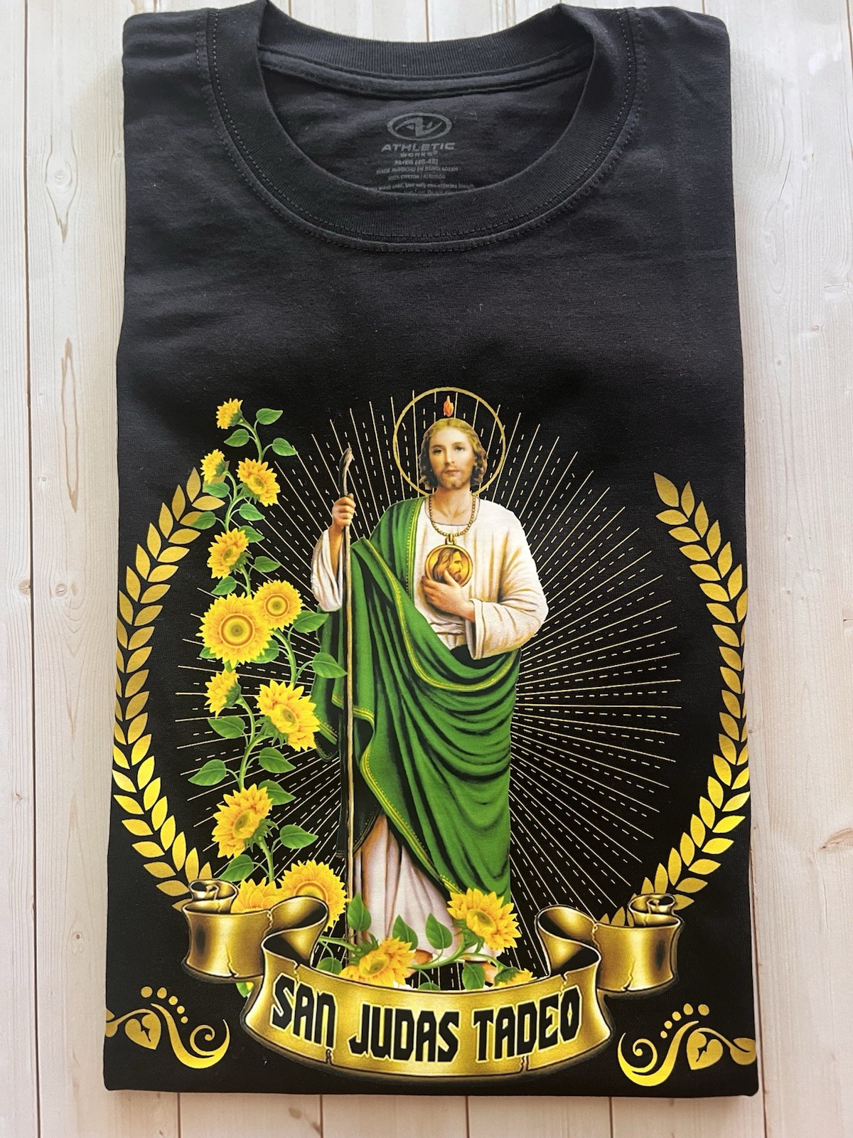 Athletic Works San Judas Tadeo T-Shirt Black Crewneck Unisex San Judas Tadeo gallery