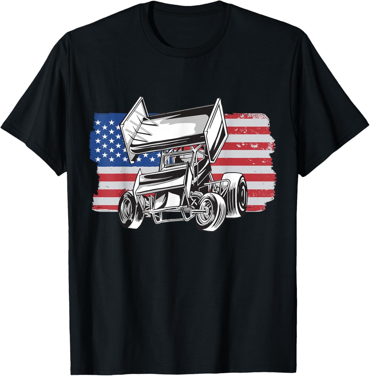 Sprint Car Racing American Flag Patriotic Race Car Driver USA Gift Mens T-Shirt gallery
