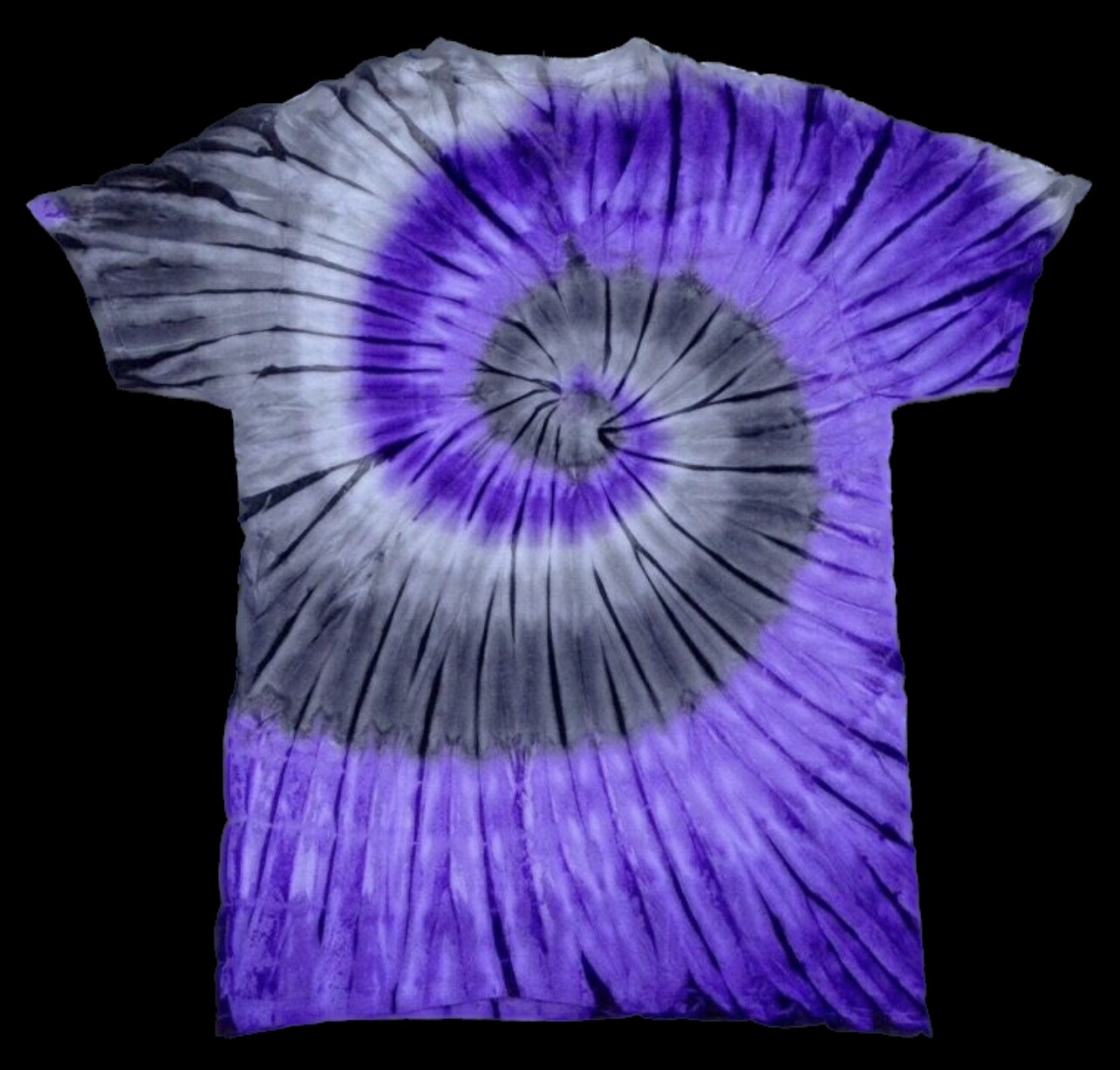 *New* 2XL – Sm Handmade Tie Dye, Violet Gray Spiral, Crew or V-Neck