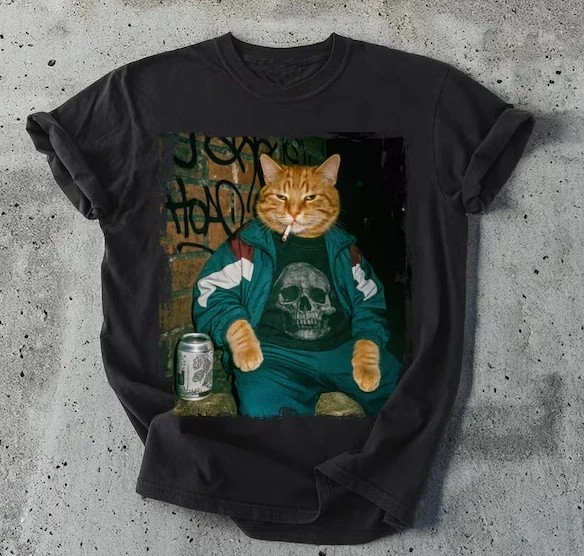 Funny Cat Meme T-Shirt Vintage Style Tee Full Size S-5XL Gift For Fan gallery