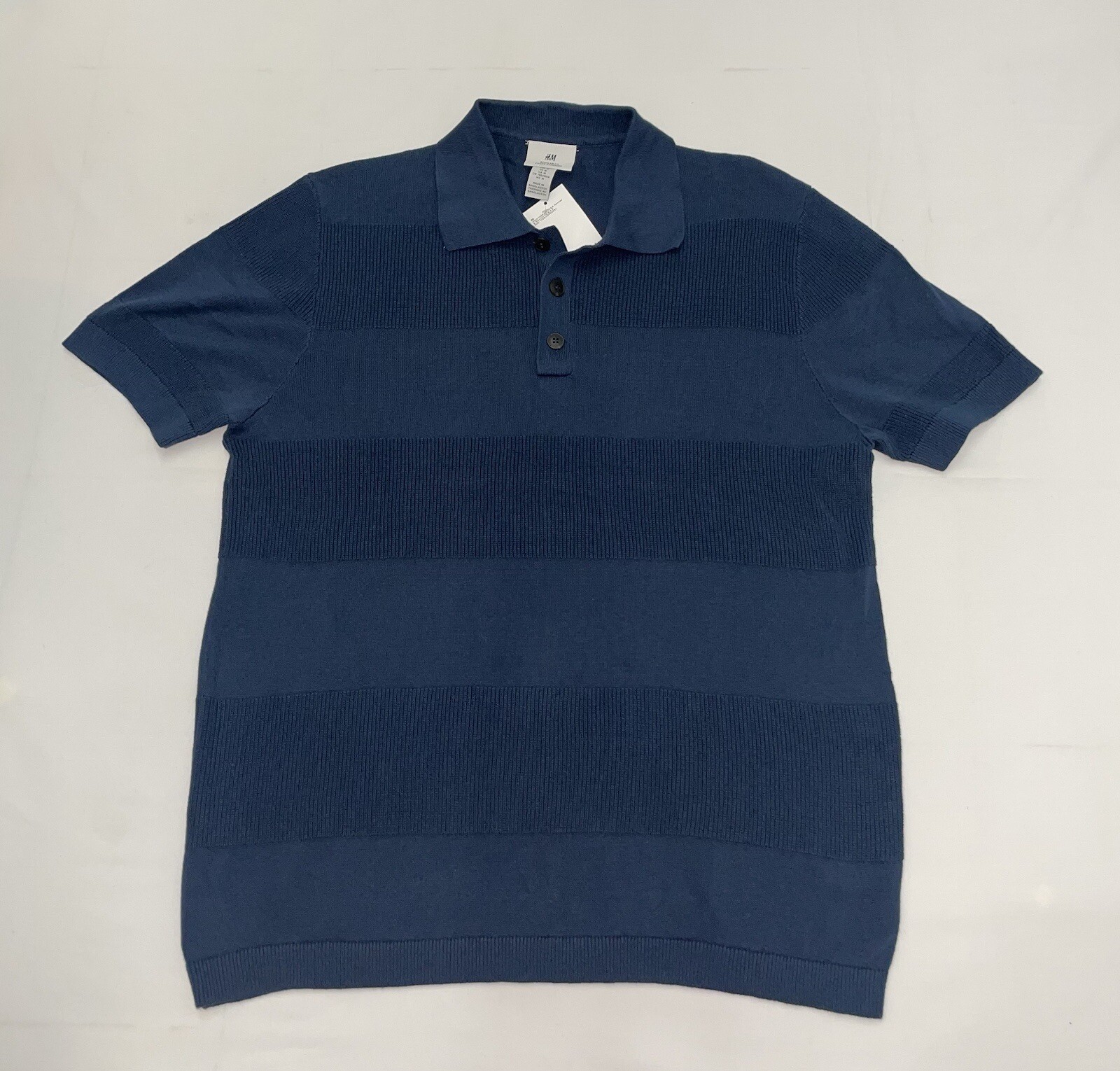 H&M Regular Fit Ribbed Polo Shirt Size Medium