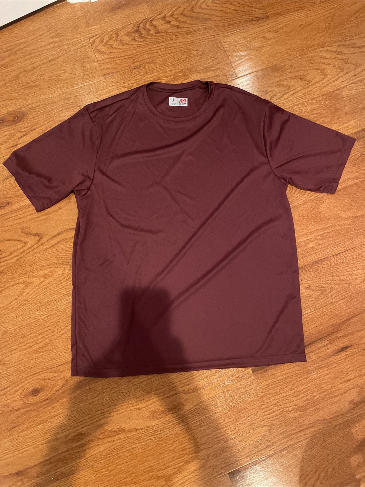 A4 Mens Dri-Fit Workout Running Cooling Performance Crew T-Shirt Marooon Sz L gallery