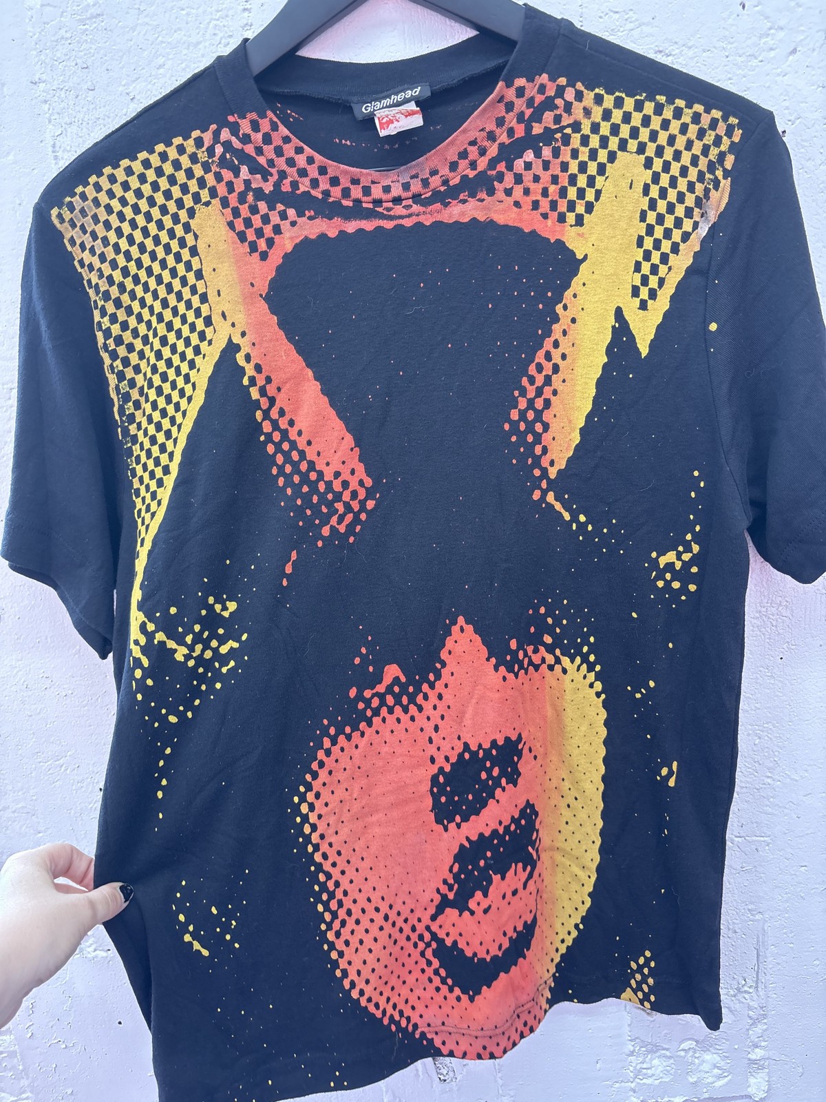 Vintage Glamhead Shirt Mens Medium Lightning Bolt Face Graphic 90s AC/DC gallery