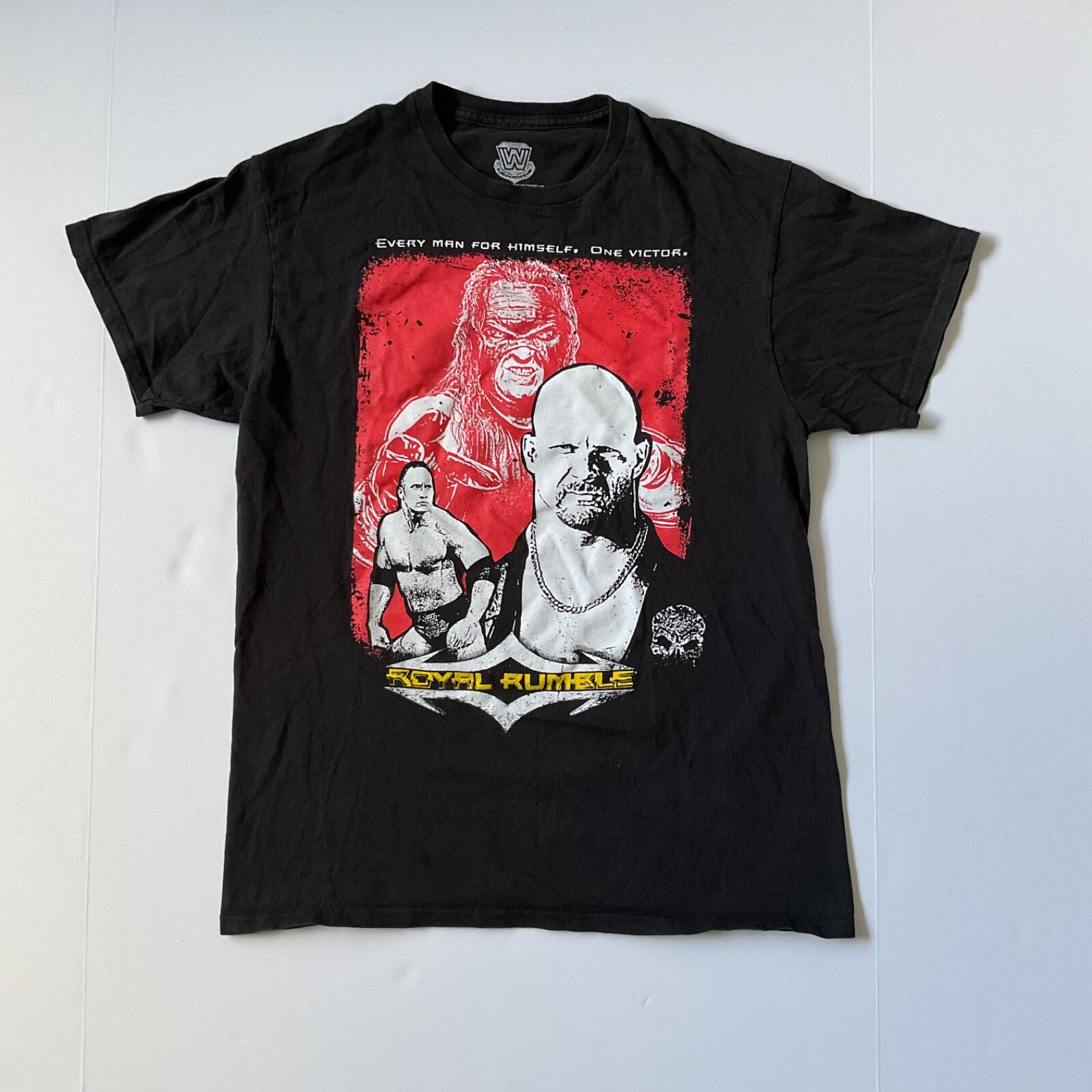 Royal Rumble Shirt Mens Medium Black Short Sleeve Stone Cold The Rock Kane