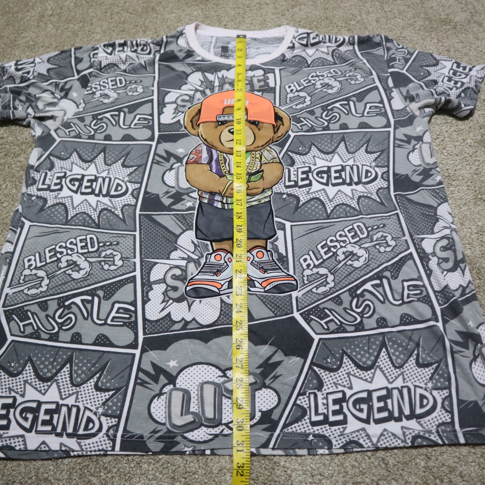 Hustle Bear Savage Legend Blessed All Over Print Short Sleeve Tee Men's 3XL XXXL gallery