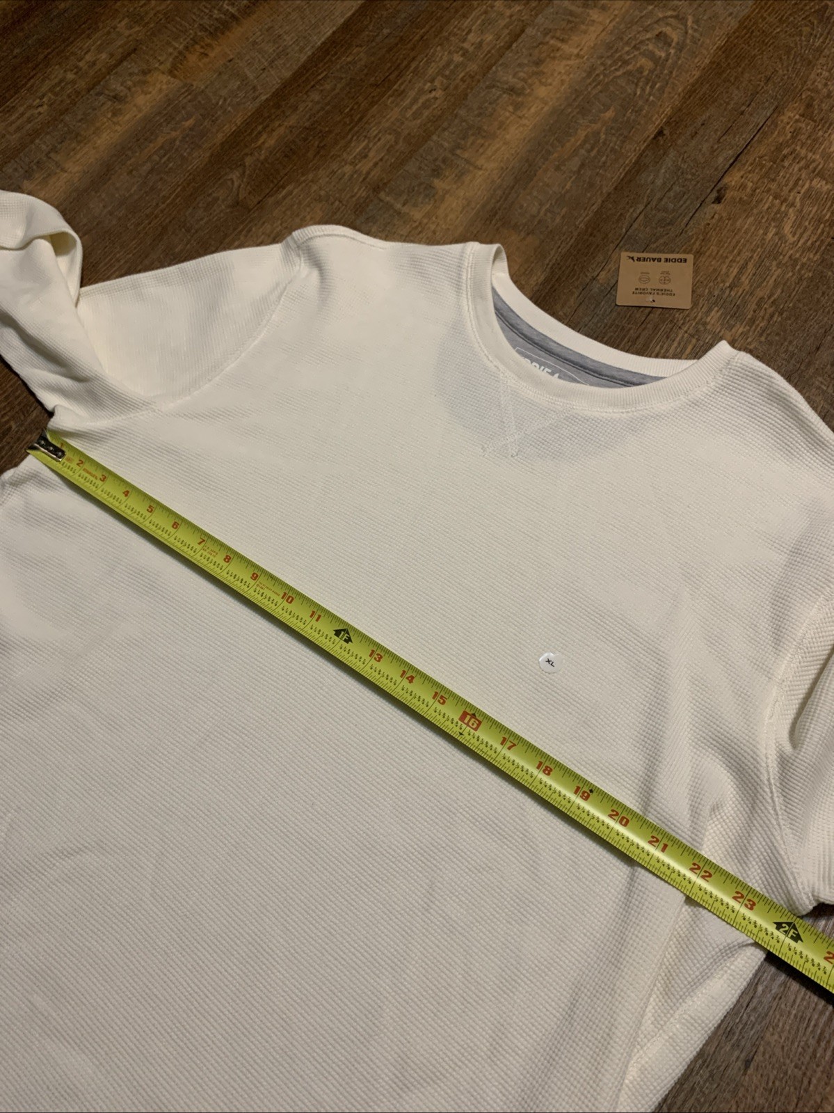 NEW Eddie Bauer Mens XL Waffle Knit Ivory Thermal Long Sleeve Crewneck Shirt gallery