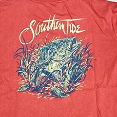 Southern Tide Long Sleeve Breakwater Bass Tee Mens Size L Red